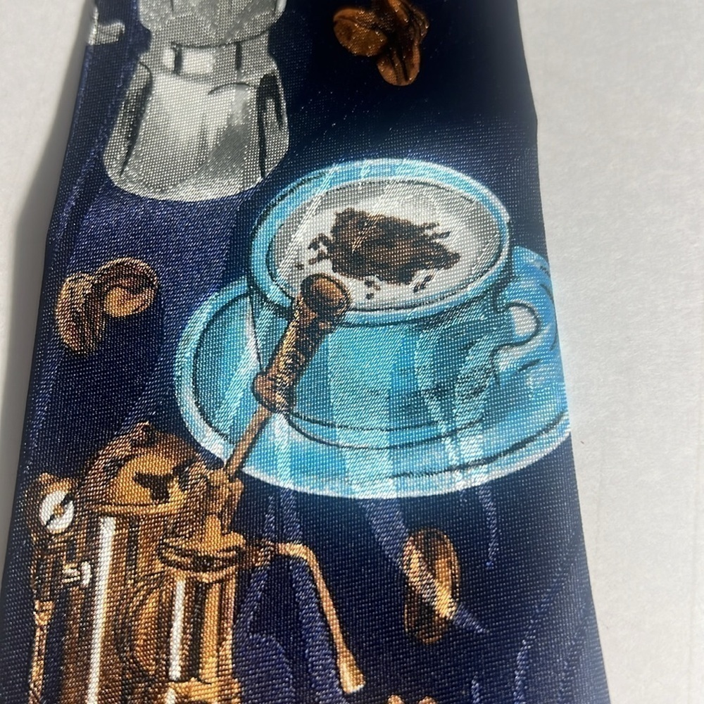 👔A. Rogers blue tie coffee lovers design - Picture 8 of 11